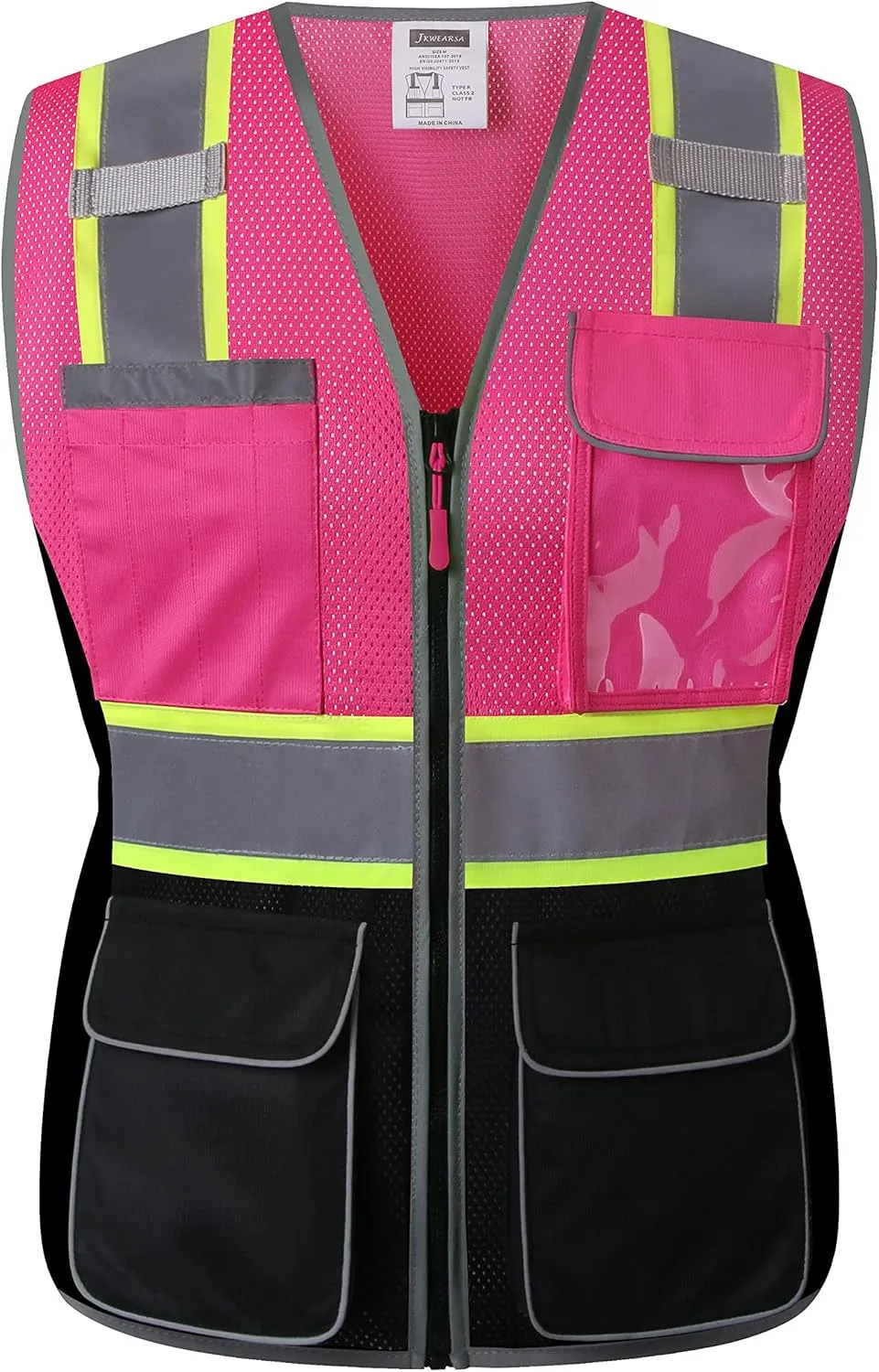 Safety Vest For Women,High Visibility Reflective Vest With Multi Pockets And Zipper,Work Vest For Lady