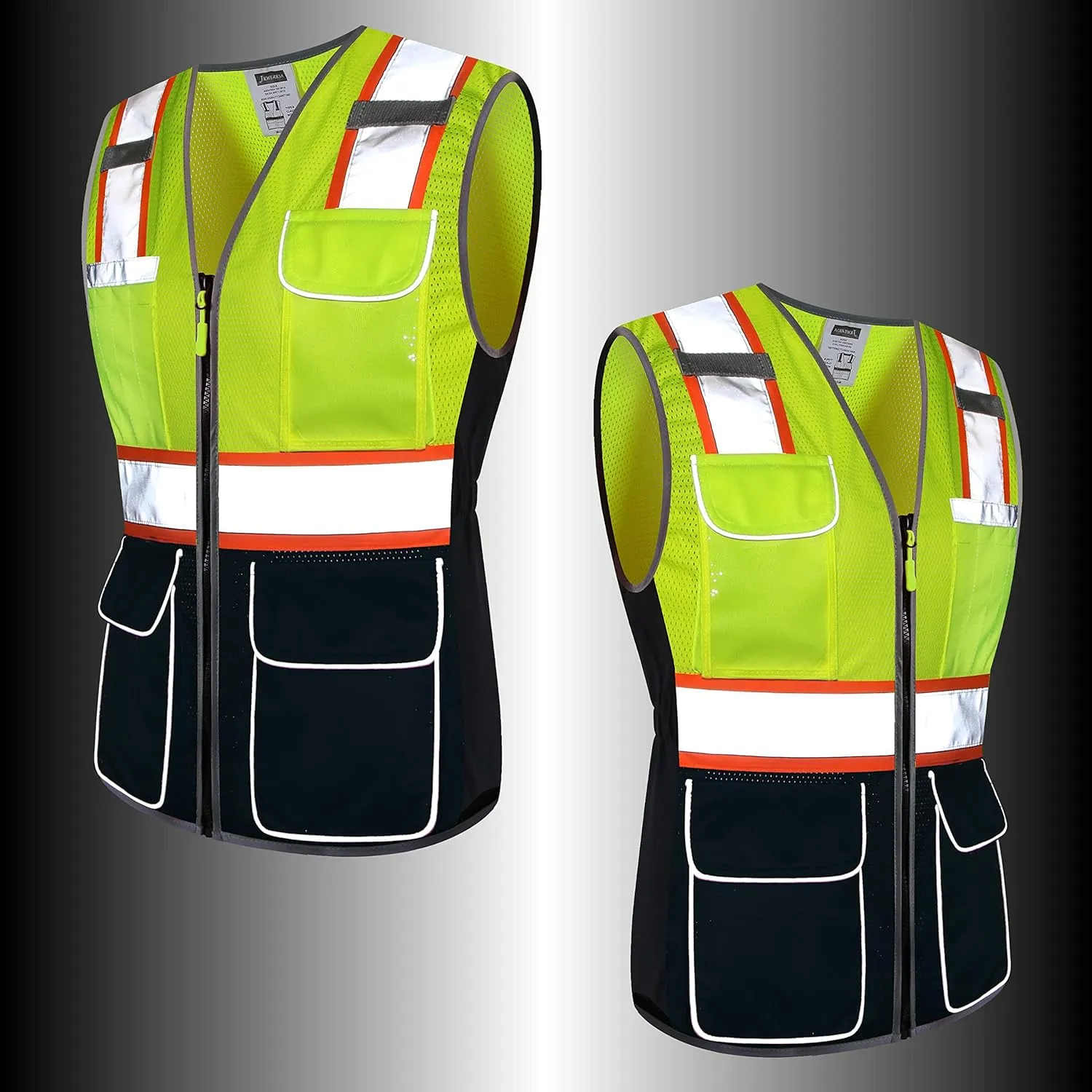 Safety Vest For Women,High Visibility Reflective Vest With Multi Pockets And Zipper,Work Vest For Lady
