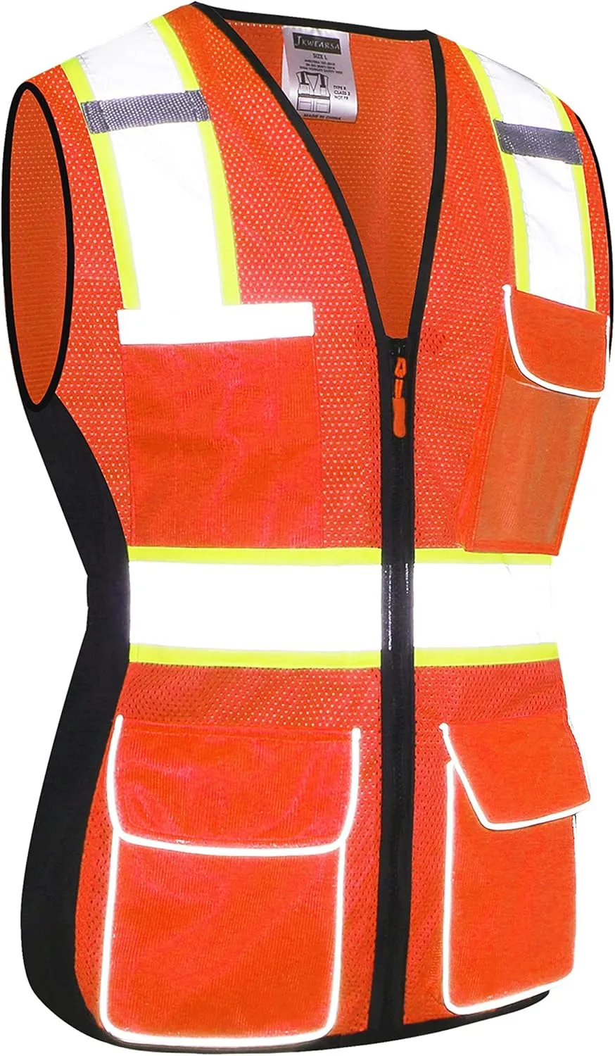 Safety Vest For Women,High Visibility Reflective Vest With Multi Pockets And Zipper,Work Vest For Lady