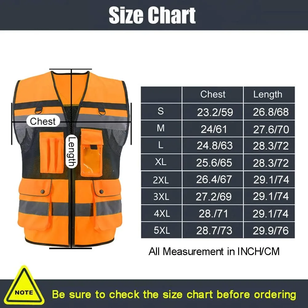 Safety Vest High Visibility Reflective Construction Vest