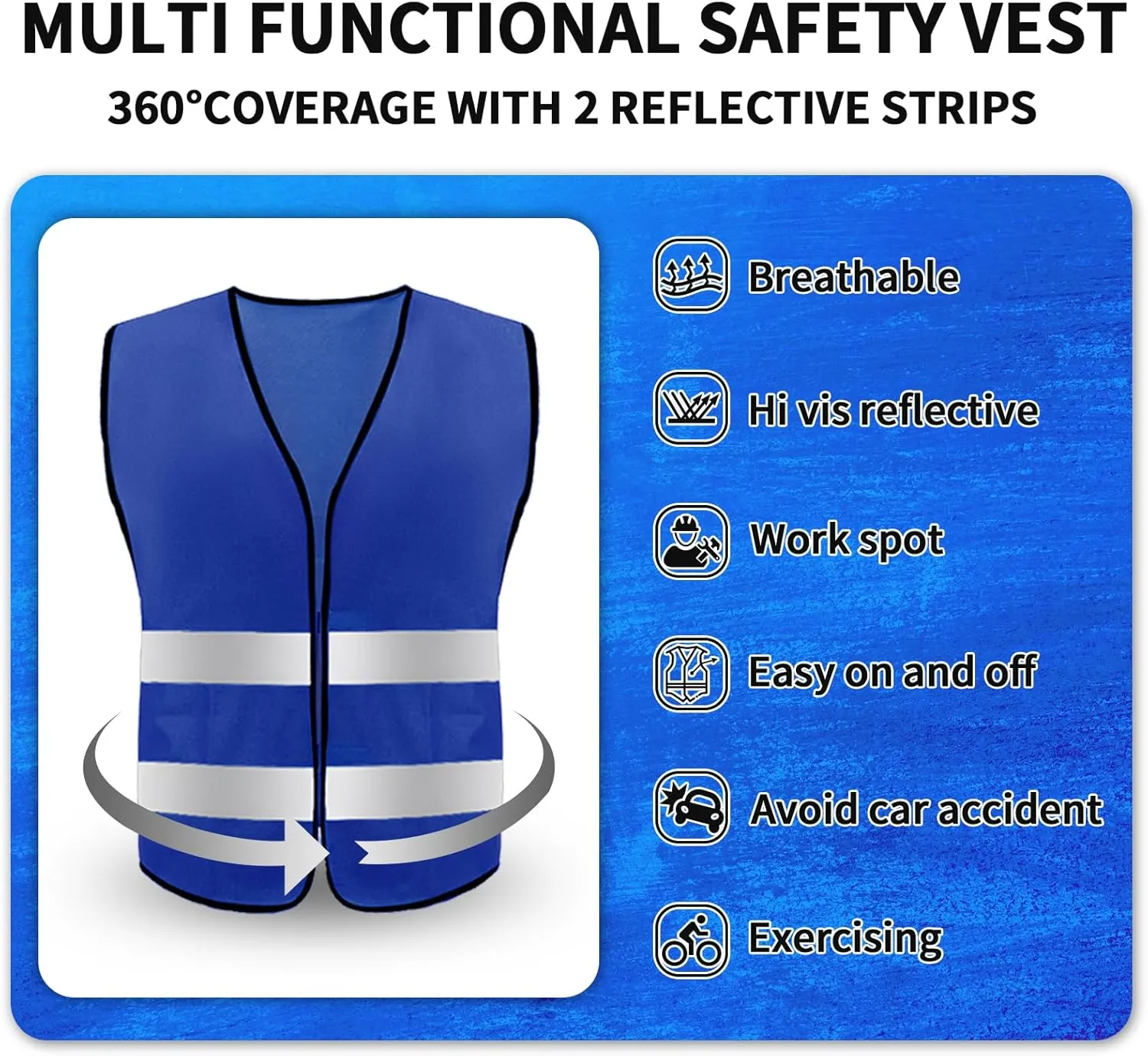 Safety Vests,High Visibility Construction Vest with 2 Reflective Strips,Working Vest for Outdoor at Night One Size