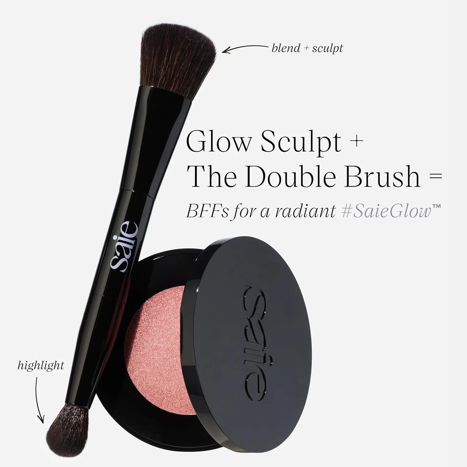 Saie Glow Sculpt Multi-Use Highlighter   Cream Blush Refill - Lightweight with Hyaluronic Acid   Micropearl for Radiant, Glowing Skin - Peachglow (.02 oz)