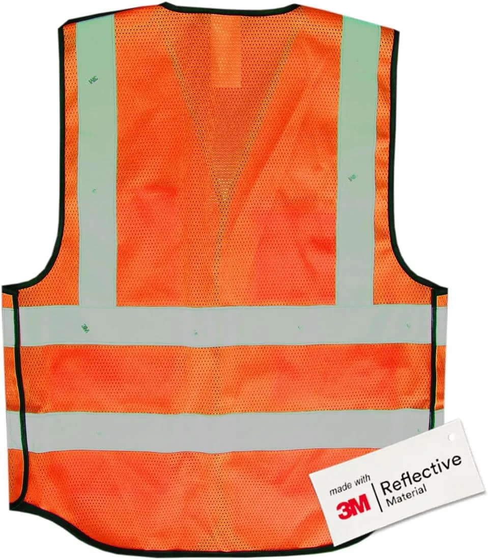 Salzmann Multi-Pocket Safety Vest - High Visibility 5-Point-Breakaway Vest - Made with 3M Reflective Material