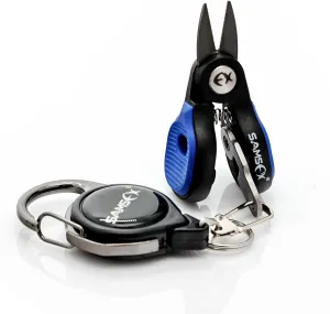 SAMSFX Fishing Nipper with Retractable Tether, Stainless Steel Blades that Cut Braid, Mono and Fluoro Lines, SNIP, Fishing Line Cutters (Blue)