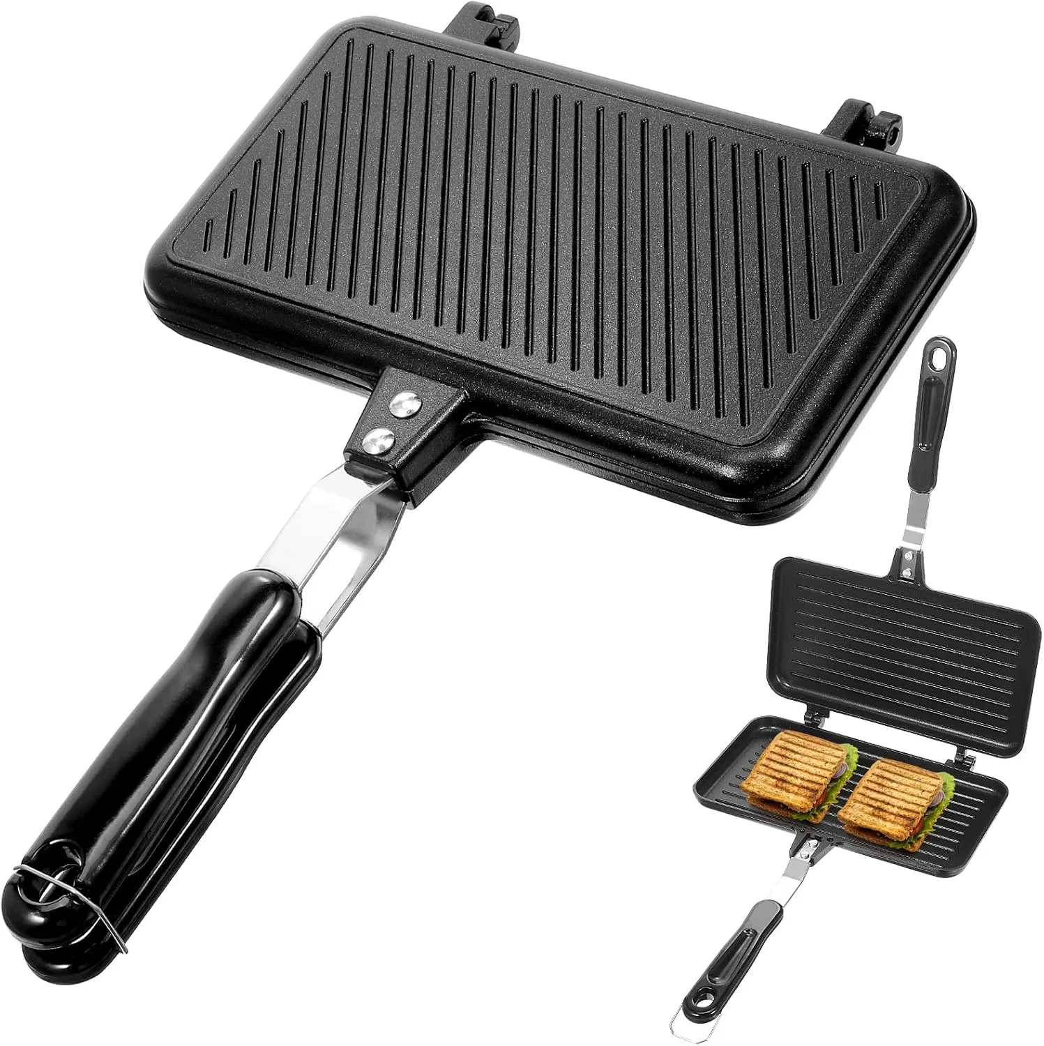 Sandwich Maker Double Sided Frying Pan Aluminum Omelette Trays Nonstick Grilled Sandwich Maker Pan Baking Pan