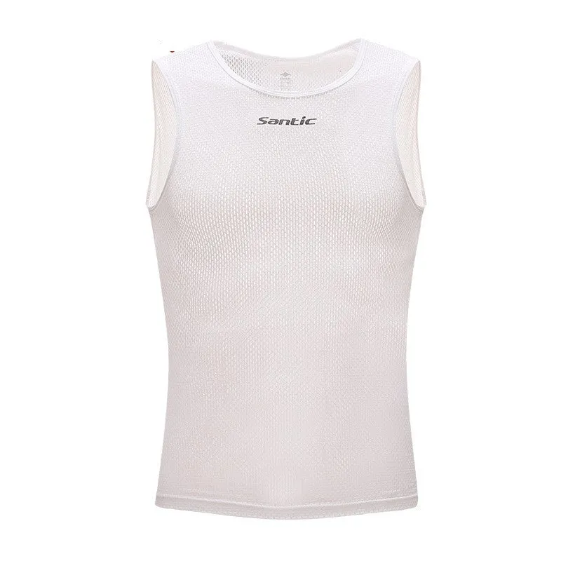 Santic Men Summer Cycling Jersey White Reflective Cycling Vest Team Sky Cycling Clothing Cycling Vest MN15011W