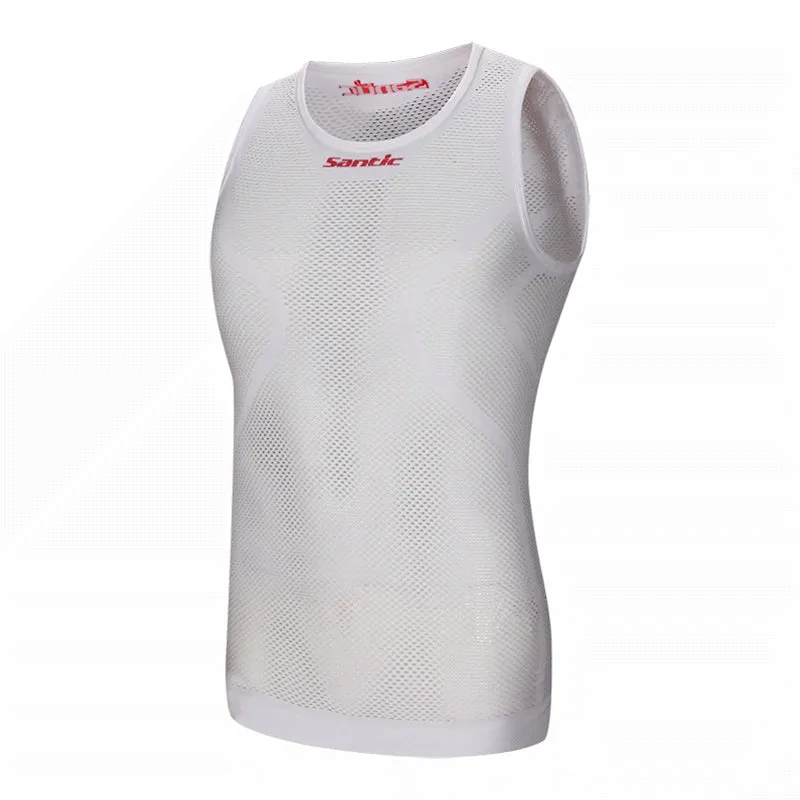 Santic Men Summer Cycling Jersey White Reflective Cycling Vest Team Sky Cycling Clothing Cycling Vest MN15011W