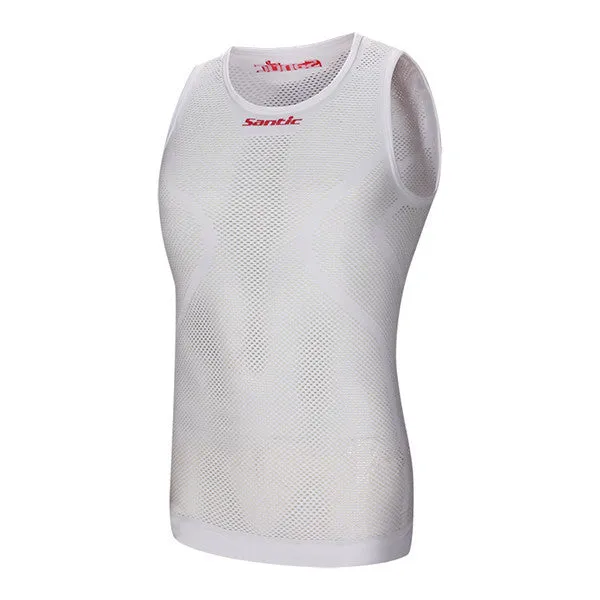Santic Men Summer Cycling Jersey White Reflective Cycling Vest Team Sky Cycling Clothing Cycling Vest MN15011W