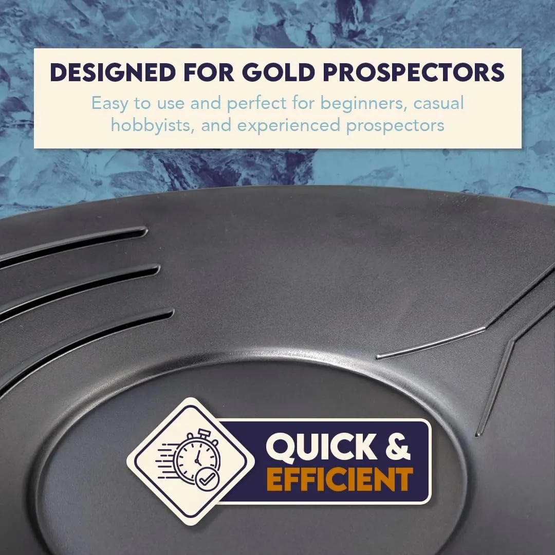 SE 14 Inch Gold Panning Pan - Three Riffles for Easier Mining and Prospecting, Black, 4 Pack
