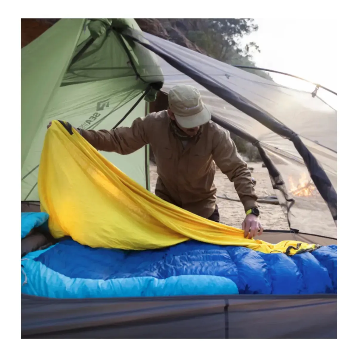 Sea To Summit Reactor Sleeping Bag Liner - Standard Mummy with Drawcord - Yellow