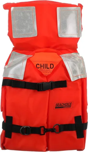 Seachoice Type I Commercial Offshore Vest & Jacket, Fluorescent Orange, Reflective Panels, Various Sizes