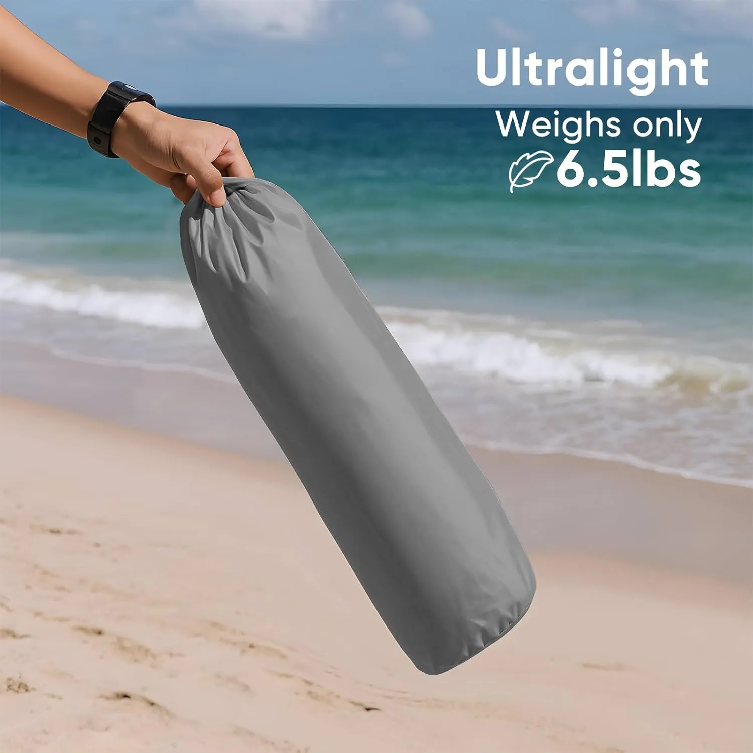 Sekey Portable Beach Chair, Lightweight Camping Chair with Carry Bag, Low Folding Beach Chair for Adults, Compact Ourdoor Chairs for Picnic, Fishing and Sports Events, Gray