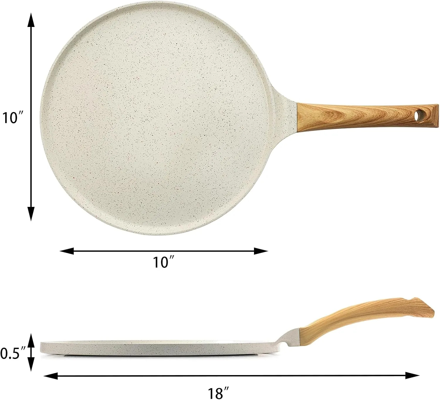 SENSARTE Nonstick Crepe Pan with Spreader, 10-Inch Natural Ceramic Coating Dosa Pan Pancake Flat Skillet Tawa Griddle with Stay-Cool Handle, Induction Compatible, PFOA Free (White)
