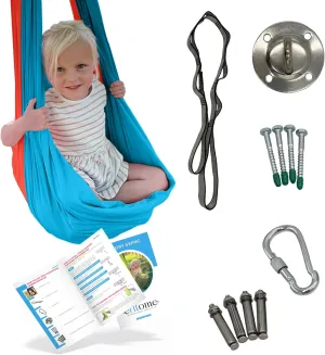 Sensory Swing for Kids with Reversible Colors - Indoor Ceiling/Outdoor Tree Hanging Kit Included - Great for Autism, ADHD & Aspergers - Red & Blue