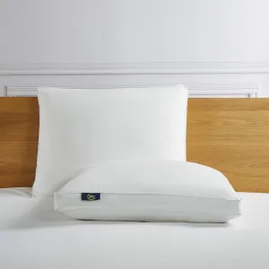 Serta 233 Thread Count Bed Pillows 100% Cotton Goose Feather Down Pillow Jumbo Size Set of 2 Pack Firm Gusseted Pillow for Side Sleeper