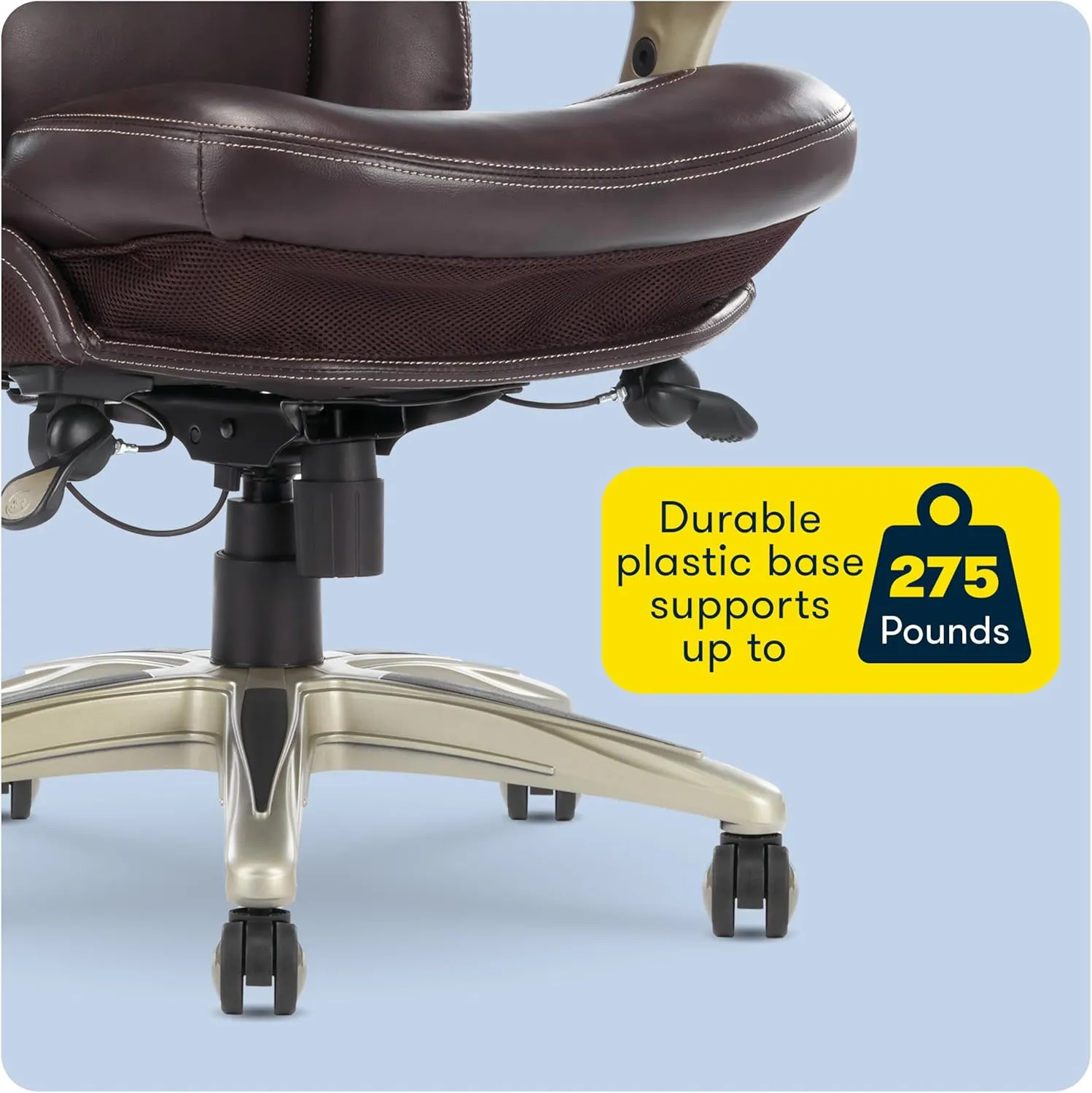 Serta Claremont Ergonomic Executive Office Chair with Back in Motion Technology, Adjustable Mid Back Desk Chair with Lumbar Support, Bonded Leather, Chestnut Brown