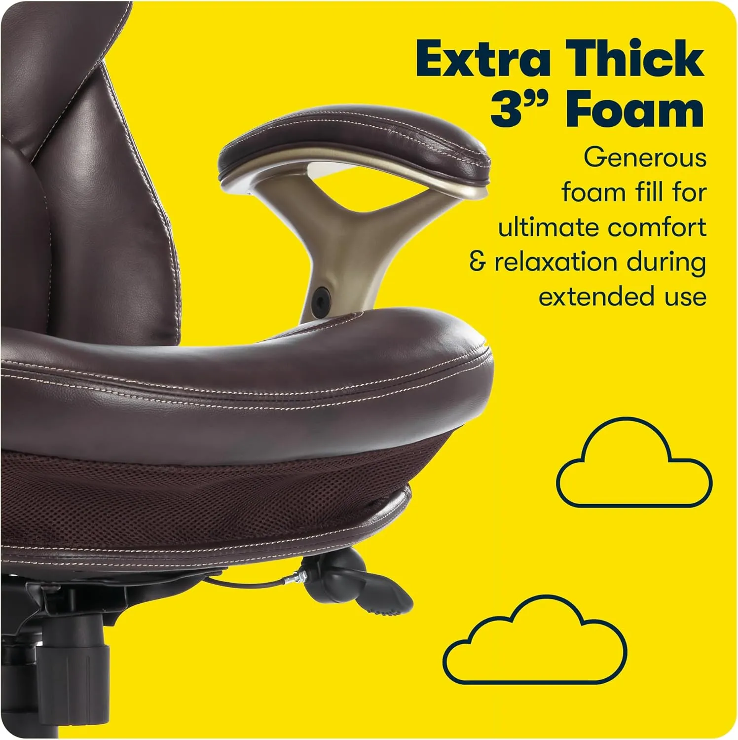 Serta Claremont Ergonomic Executive Office Chair with Back in Motion Technology, Adjustable Mid Back Desk Chair with Lumbar Support, Bonded Leather, Chestnut Brown