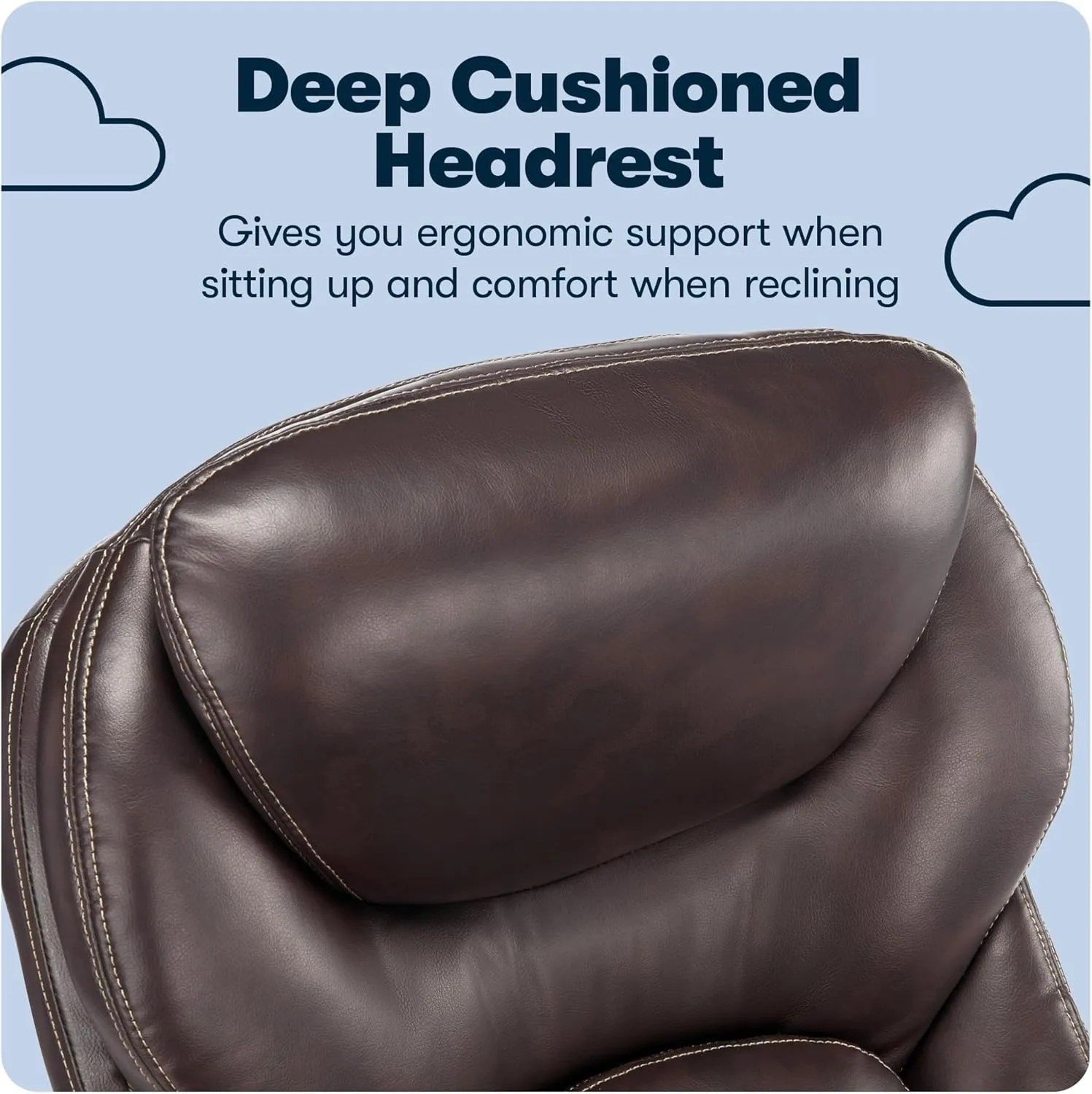 Serta Claremont Ergonomic Executive Office Chair with Back in Motion Technology, Adjustable Mid Back Desk Chair with Lumbar Support, Bonded Leather, Chestnut Brown