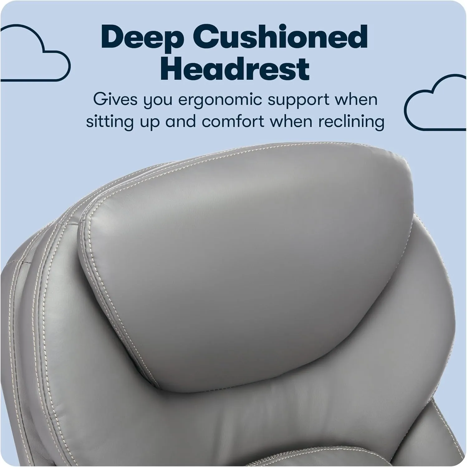 Serta Claremont Ergonomic Executive Office Chair with Back in Motion Technology, Adjustable Mid Back Desk Chair with Lumbar Support, Bonded Leather, Gray