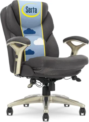 Serta Claremont Ergonomic Executive Office Chair with Back in Motion Technology, Adjustable Mid Back Desk Chair with Lumbar Support, Fabric, Dark Gray