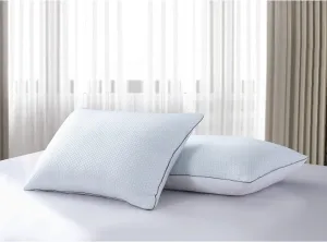 Serta Cooling White Feather Set of 2 Pack Super Supportive Bed Seasons Pillow, King (Pack of 2), 2 Count