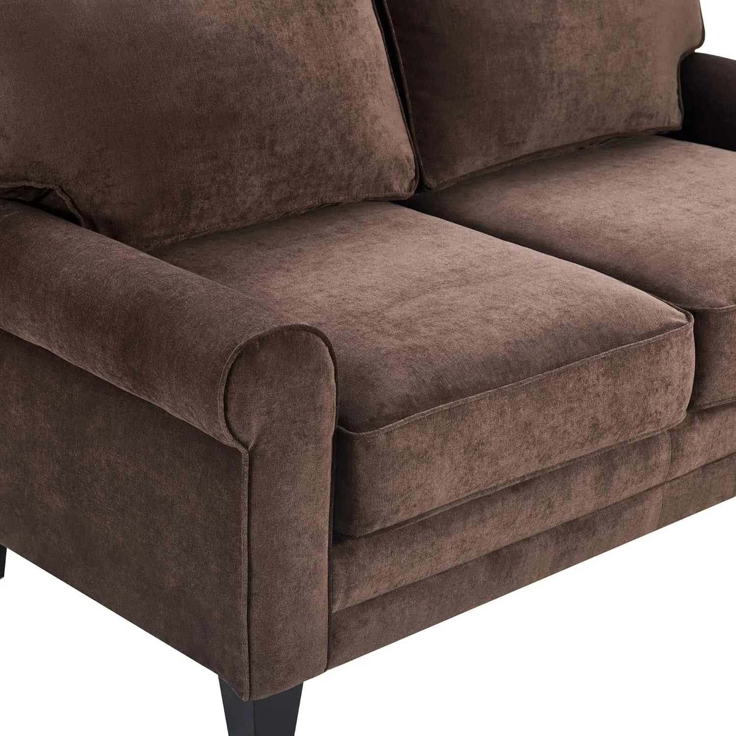 Serta Copenhagen Sofas 1 Two or Three Person Living Room Couch with Soft Foam-Filled Cushions, Easy-to-Clean Microfiber Upholstery, 61" Loveseat with Storage, Dark Brown