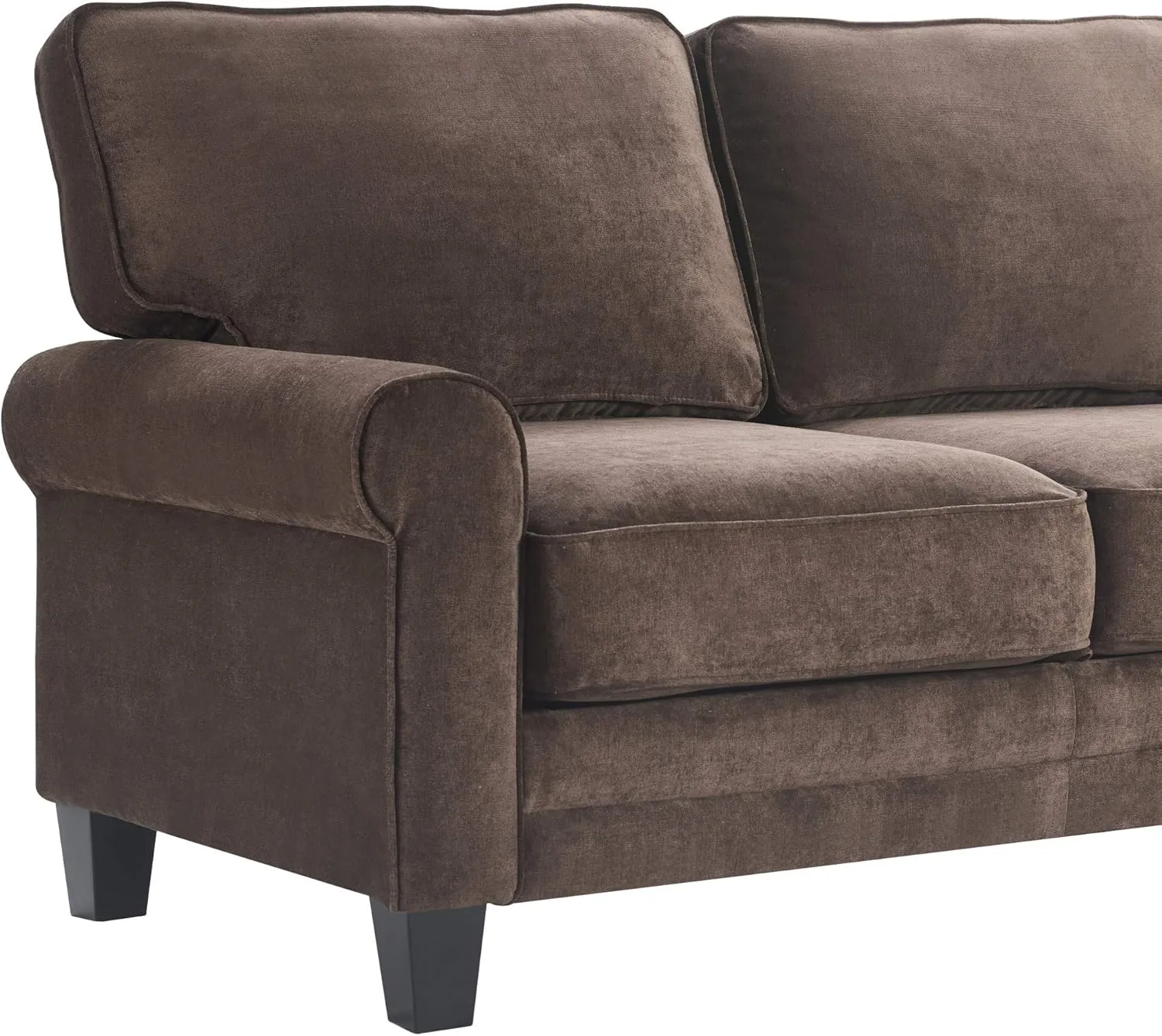 Serta Copenhagen Sofas 1 Two or Three Person Living Room Couch with Soft Foam-Filled Cushions, Easy-to-Clean Microfiber Upholstery, 61" Loveseat with Storage, Dark Brown