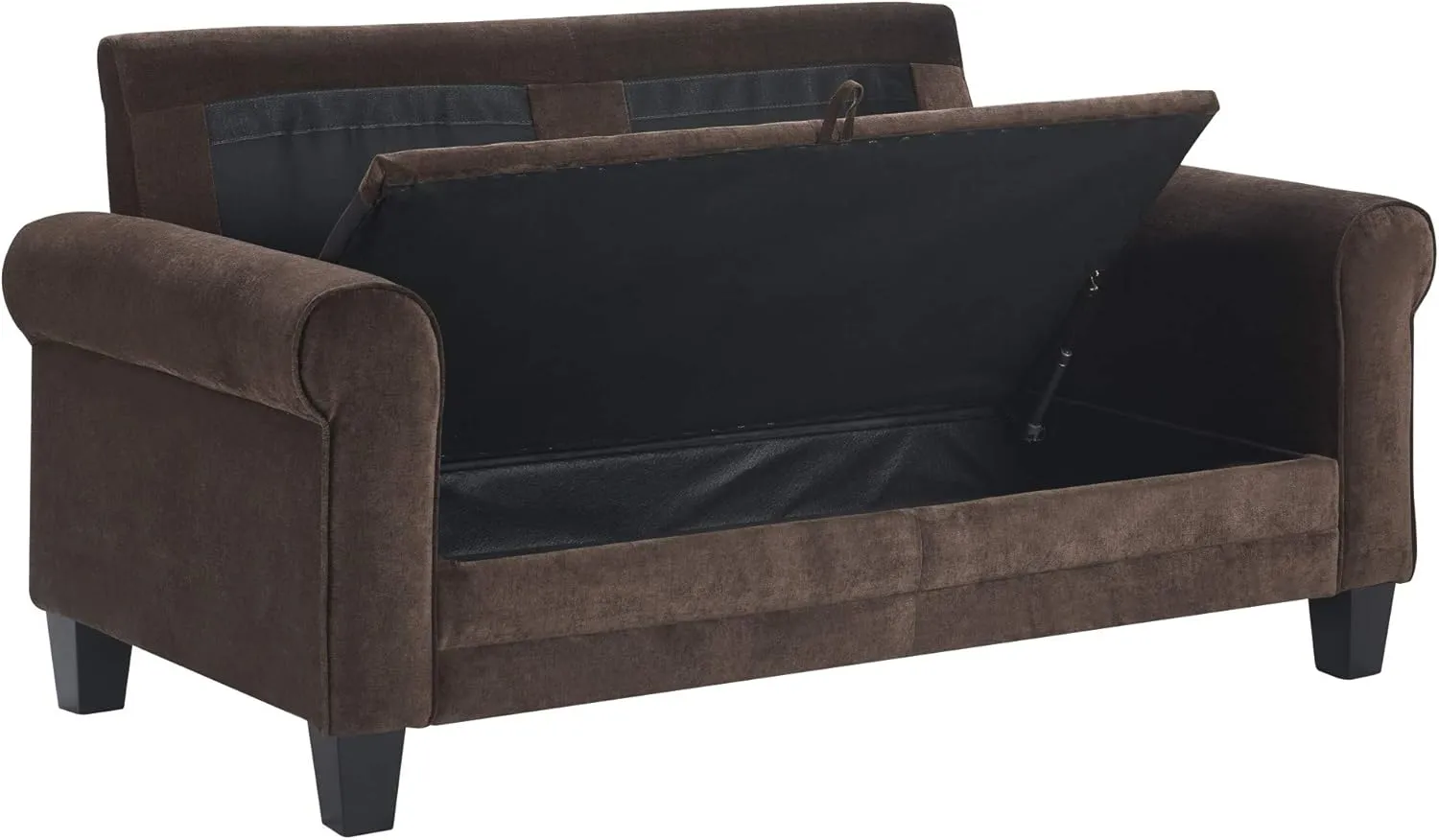 Serta Copenhagen Sofas 1 Two or Three Person Living Room Couch with Soft Foam-Filled Cushions, Easy-to-Clean Microfiber Upholstery, 61" Loveseat with Storage, Dark Brown
