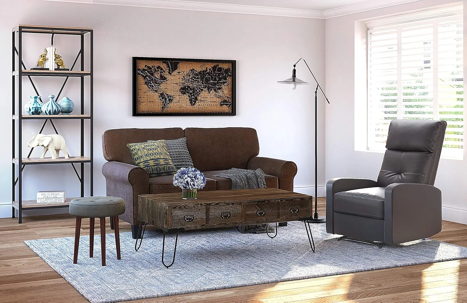 Serta Copenhagen Sofas 1 Two or Three Person Living Room Couch with Soft Foam-Filled Cushions, Easy-to-Clean Microfiber Upholstery, 61" Loveseat with Storage, Dark Brown