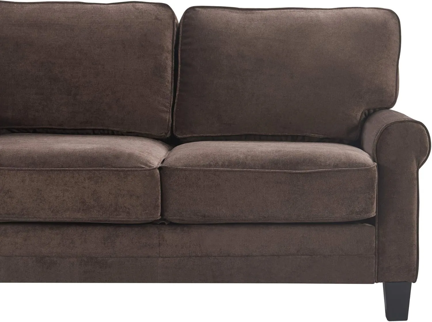 Serta Copenhagen Sofas 1 Two or Three Person Living Room Couch with Soft Foam-Filled Cushions, Easy-to-Clean Microfiber Upholstery, 61" Loveseat with Storage, Dark Brown