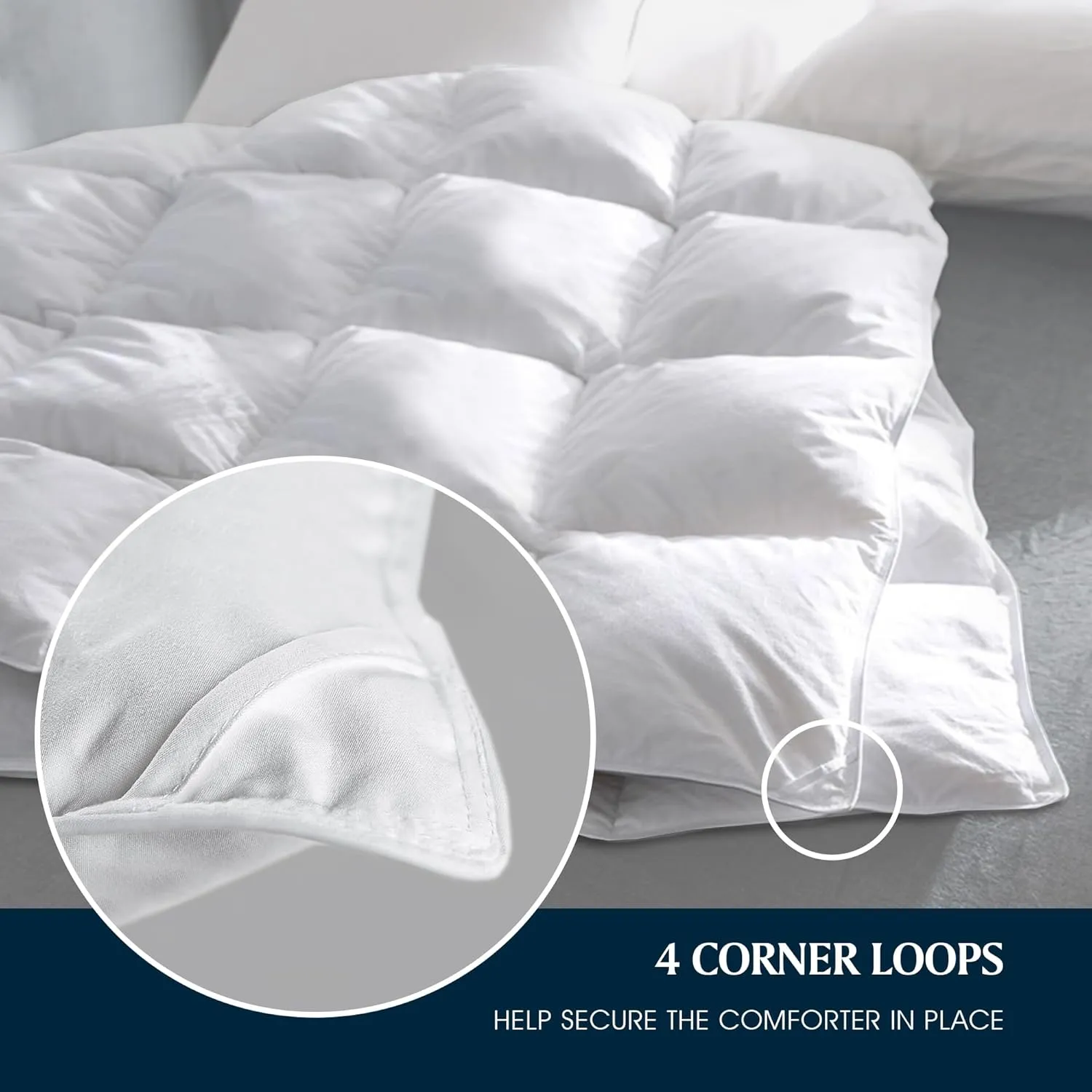 Serta Down Fiber Comforter King Size-All Season Duvet Insert, Luxury Fluffy Bed Comforter 100% Cotton 300 Thread Count Shell, Down Feather Fiber 500 Fill Power with Corner Taps, White 106x90inch