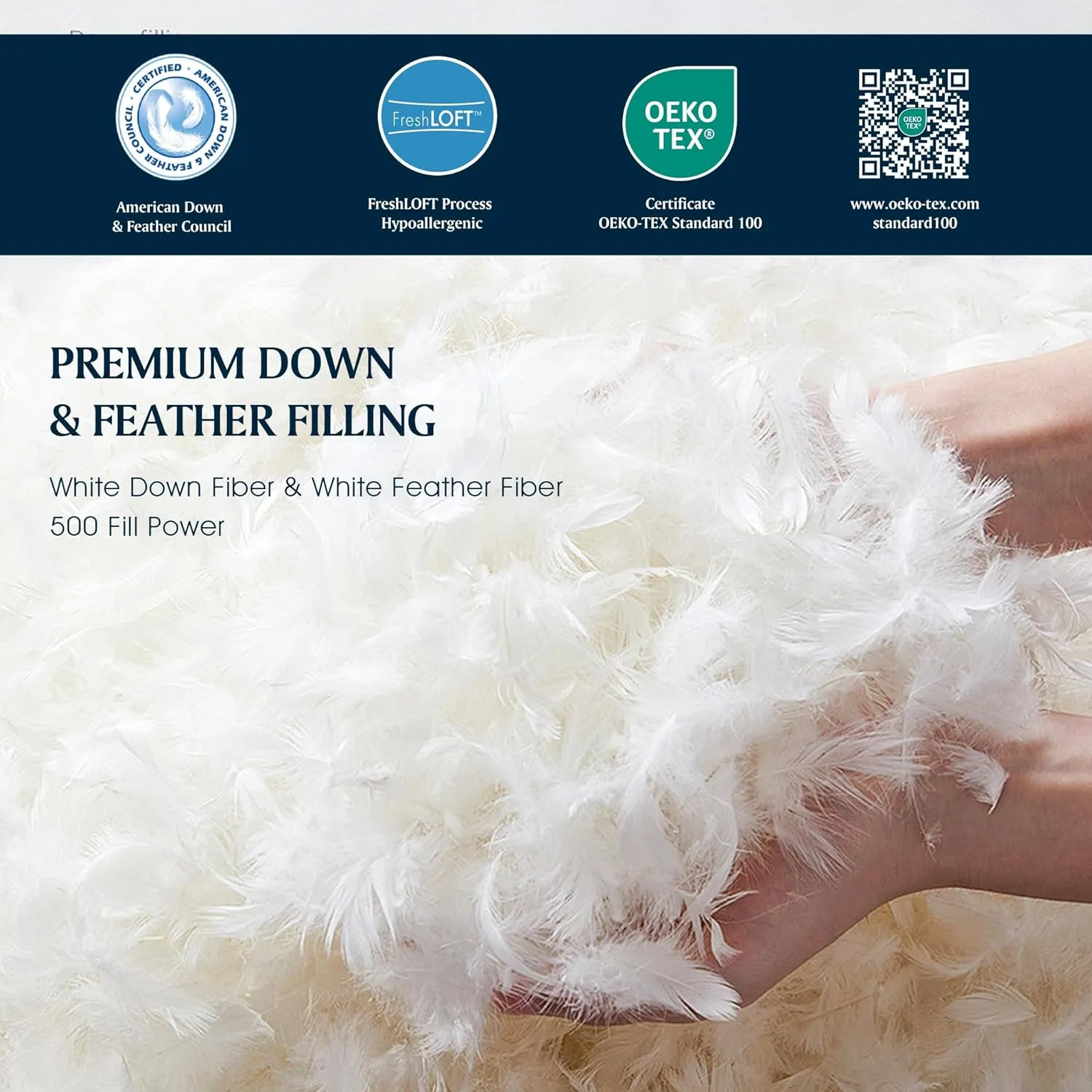 Serta Down Fiber Comforter King Size-All Season Duvet Insert, Luxury Fluffy Bed Comforter 100% Cotton 300 Thread Count Shell, Down Feather Fiber 500 Fill Power with Corner Taps, White 106x90inch