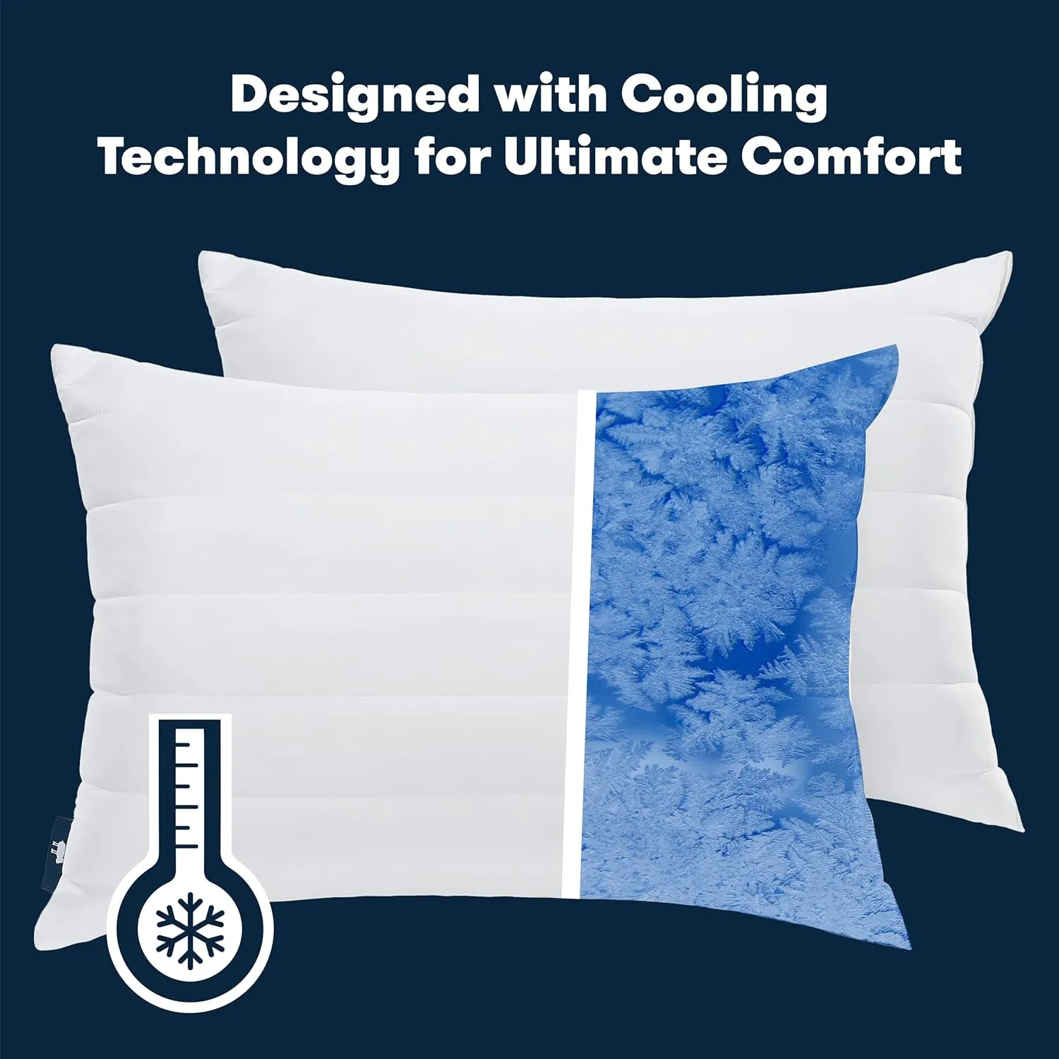 Serta Down Illusion Quilted Hypoallergenic Soft/Medium Bed Pillows for Side, Stomach or Back Sleepers (2 Pack), Queen, White Cooling