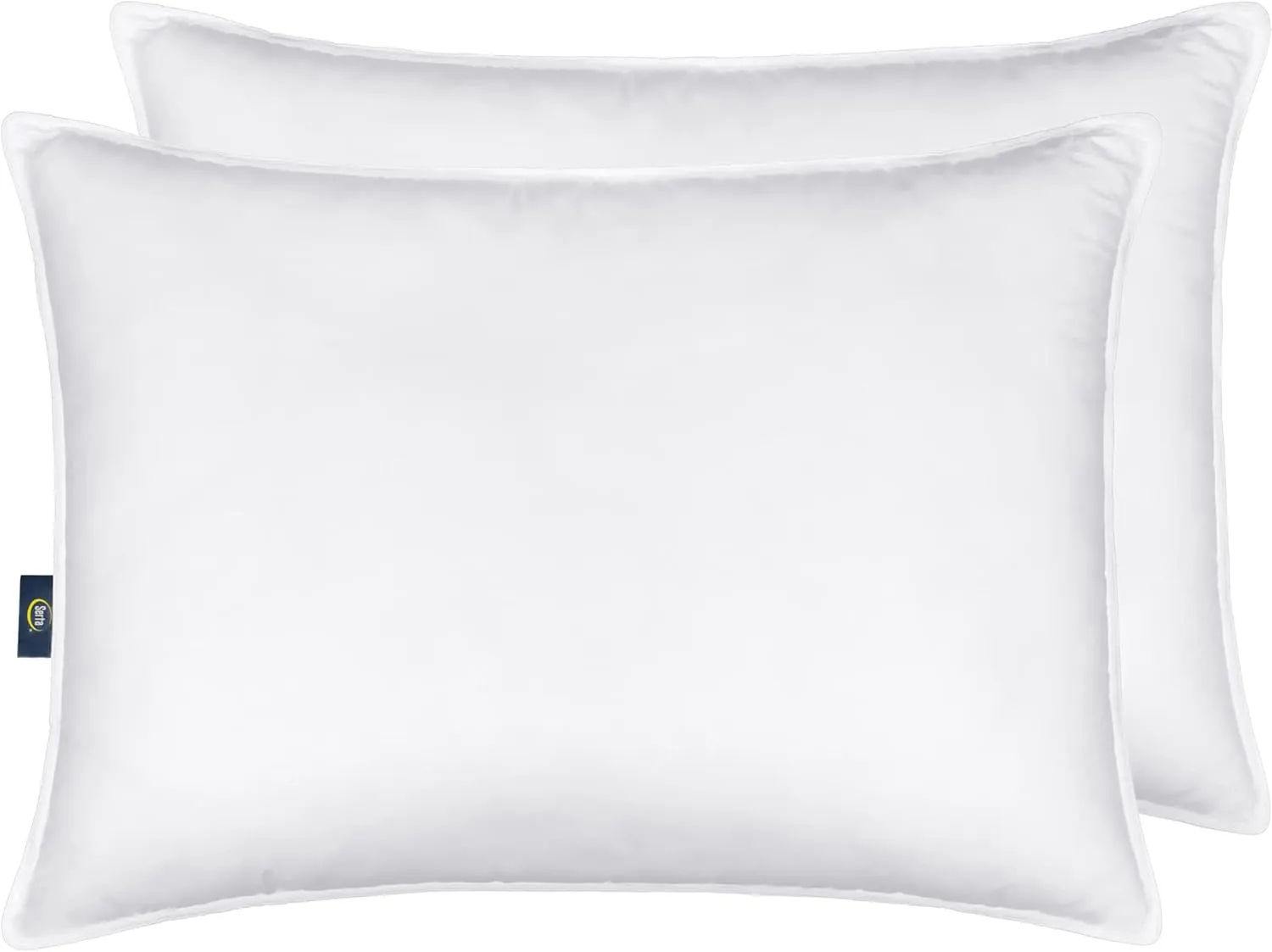 Serta Down Illusion Soft Hypoallergenic Soft/Medium Bed Pillows for Side, Stomach or Back Sleepers (2 Pack), Queen, White