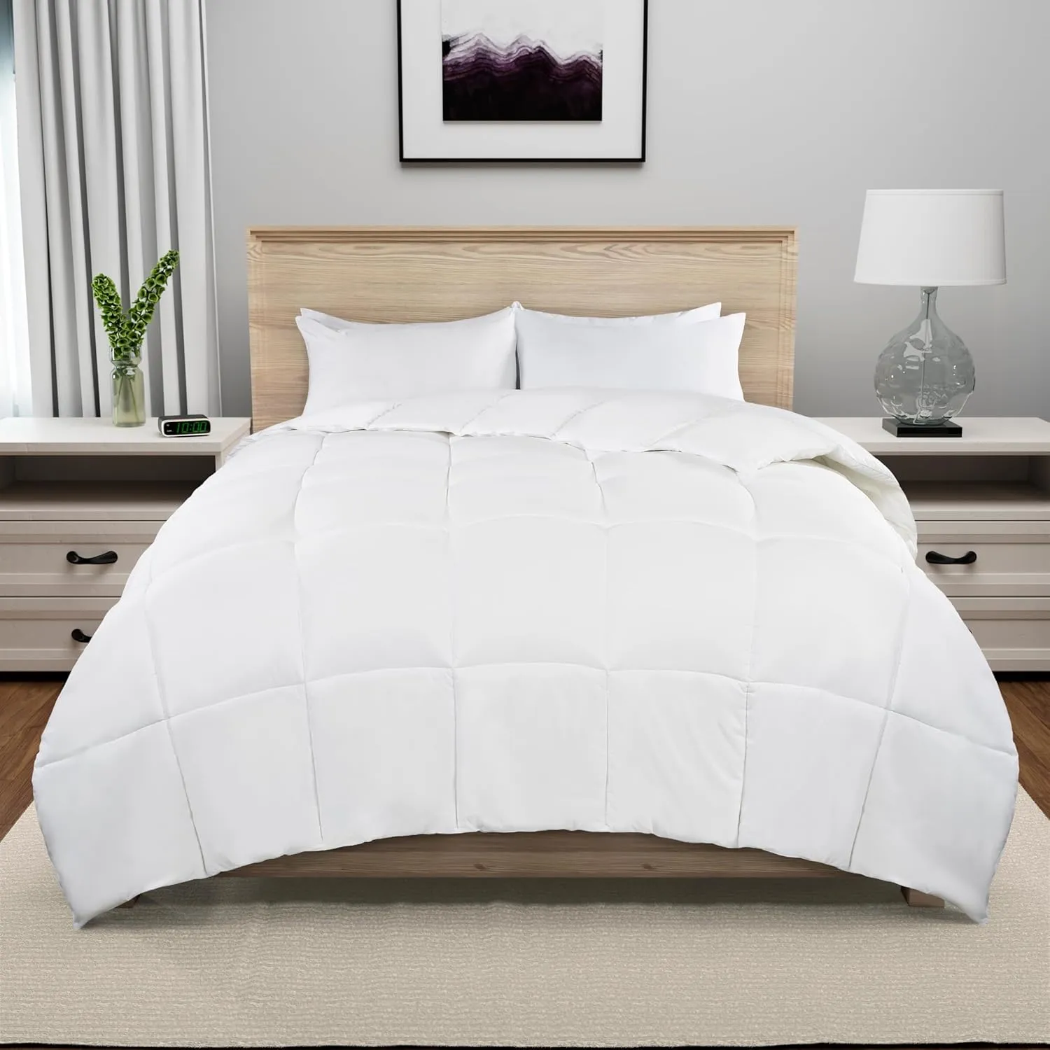Serta Memory Flex King Size Comforter, All Season Duvet Insert, Breathable and Stain Resistant Down Alternative Comforter, Machine Washable, 106 in x 90 in, White