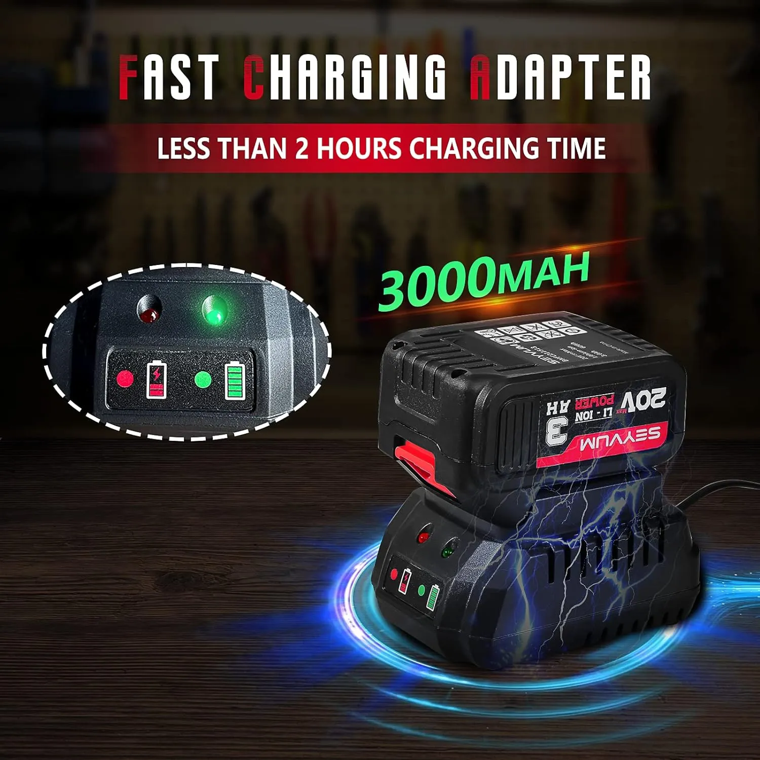 SEYVUM Impact Wrench,1/2" Impact Gun, Power Impact Driver Max Torque 320 Ft-lbs (430N.m), Cordless Impact Wrench with 20V Brushless Motor, 3.0Ah Li-ion Battery with Fast Charger, 4 Pcs Impact Sockets