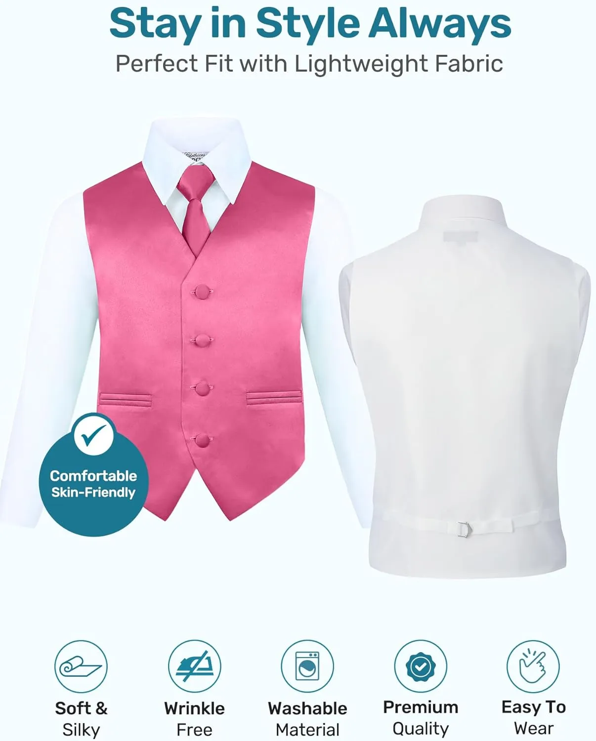 S.H. Churchill & Co. Boy's 4 Piece Vest Set, with Bow Tie, Neck Tie & Pocket Hankie