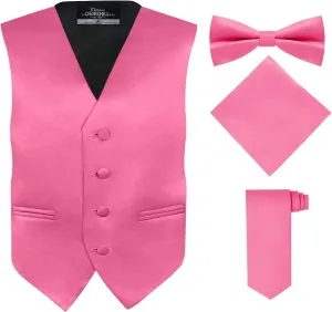 S.H. Churchill & Co. Boy's 4 Piece Vest Set, with Bow Tie, Neck Tie & Pocket Hankie