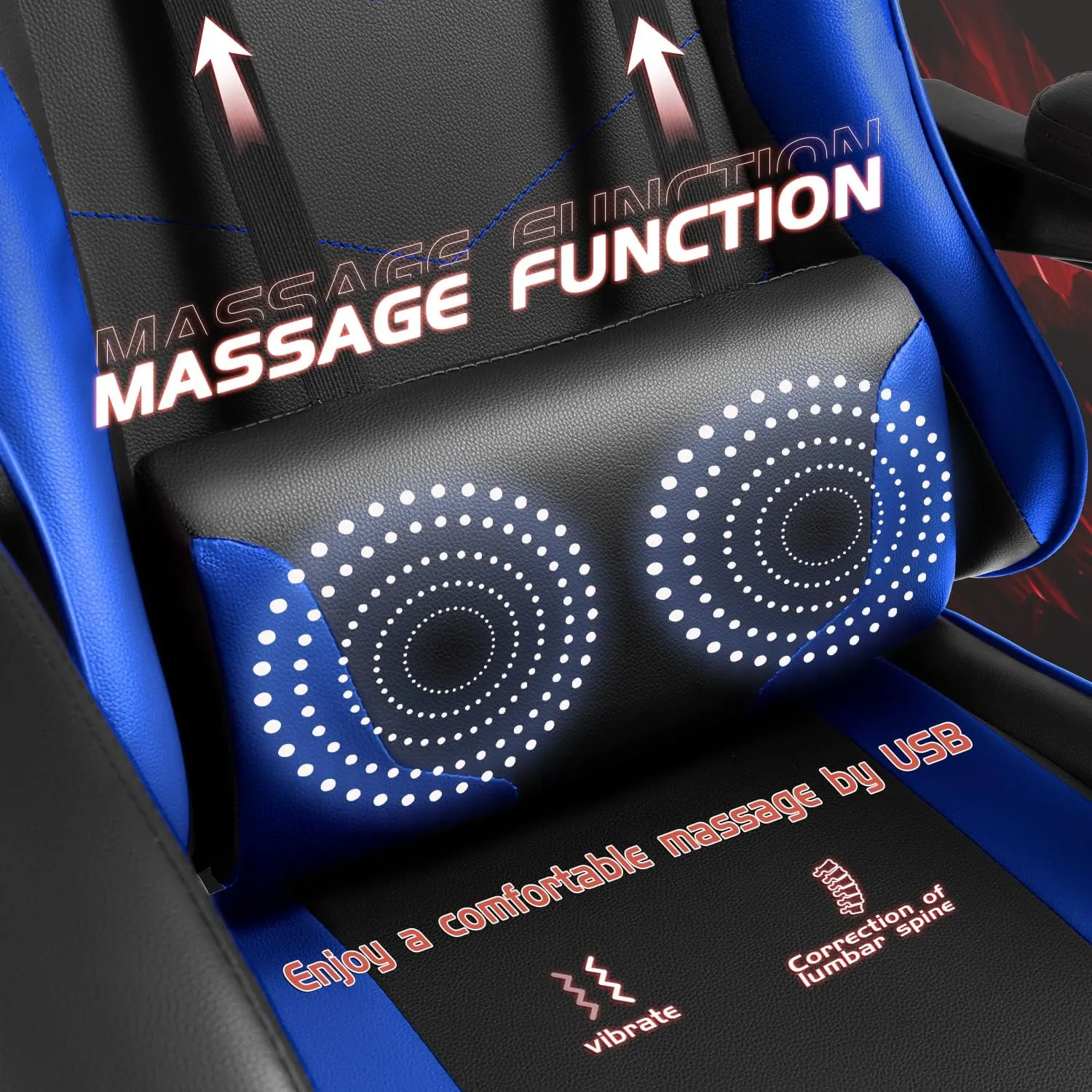 Shahoo Gaming Chair with Footrest and Massage Lumbar Support, Video Game Chairs Height Adjustable Seat with Headrest for Office or Bedroom, Study Room, Blue