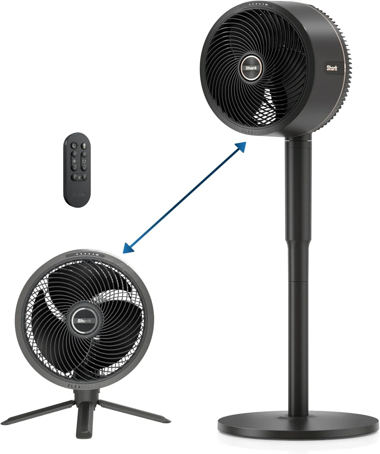 Shark FlexBreeze - Indoor & Outdoor Fan, Corded and Cordless, 2-in-1 Oscillating Pedestal and Tabletop, Up to 24-Hr Battery, FA202