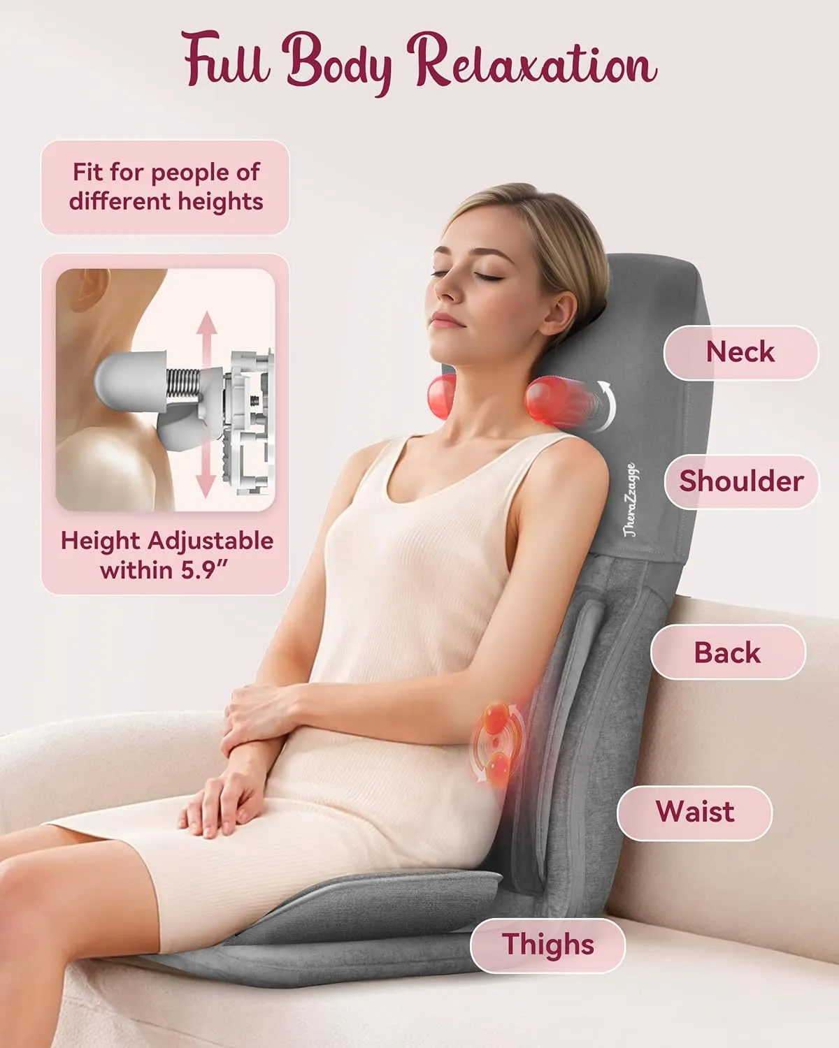 Shiatsu Neck Back Massager with Heat, Massage Chair Full Body with Compression, Chair Massage Pad with Vibration, Seat Massager for Home, Office Use, Gifts for Men, Women
