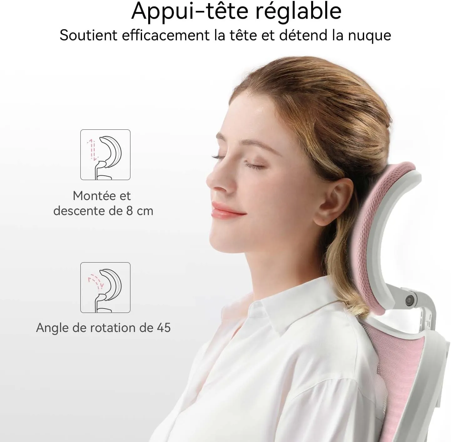 SIHOO M18 Ergonomic Office Chair, Computer Desk Chair with Adjustable Headrest and Lumbar Support, High Back Executive Swivel Chair for Home Office (Light Pink)