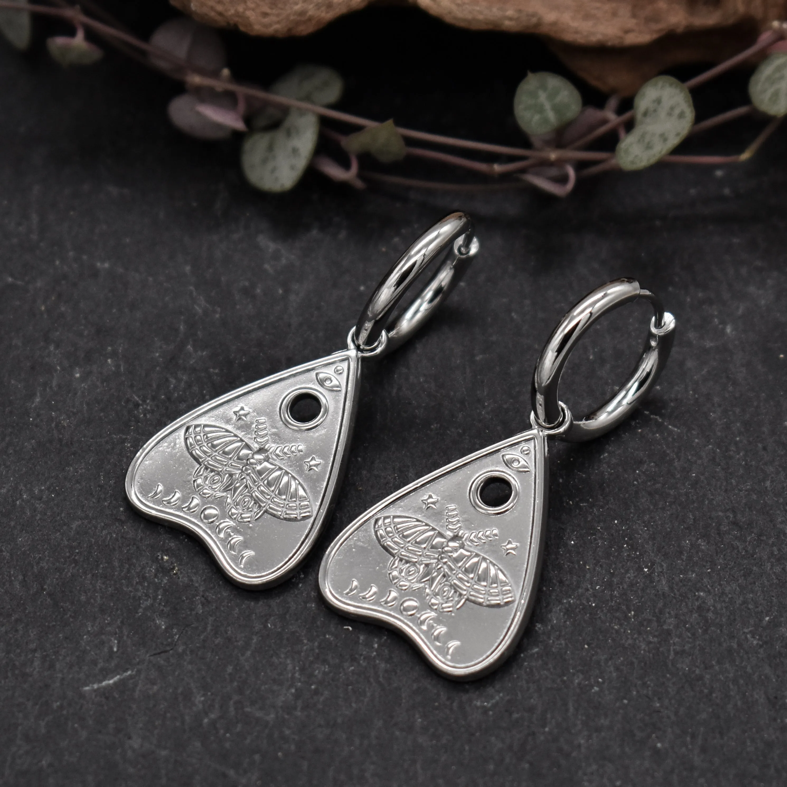 Silver Planchette Huggie Earrings
