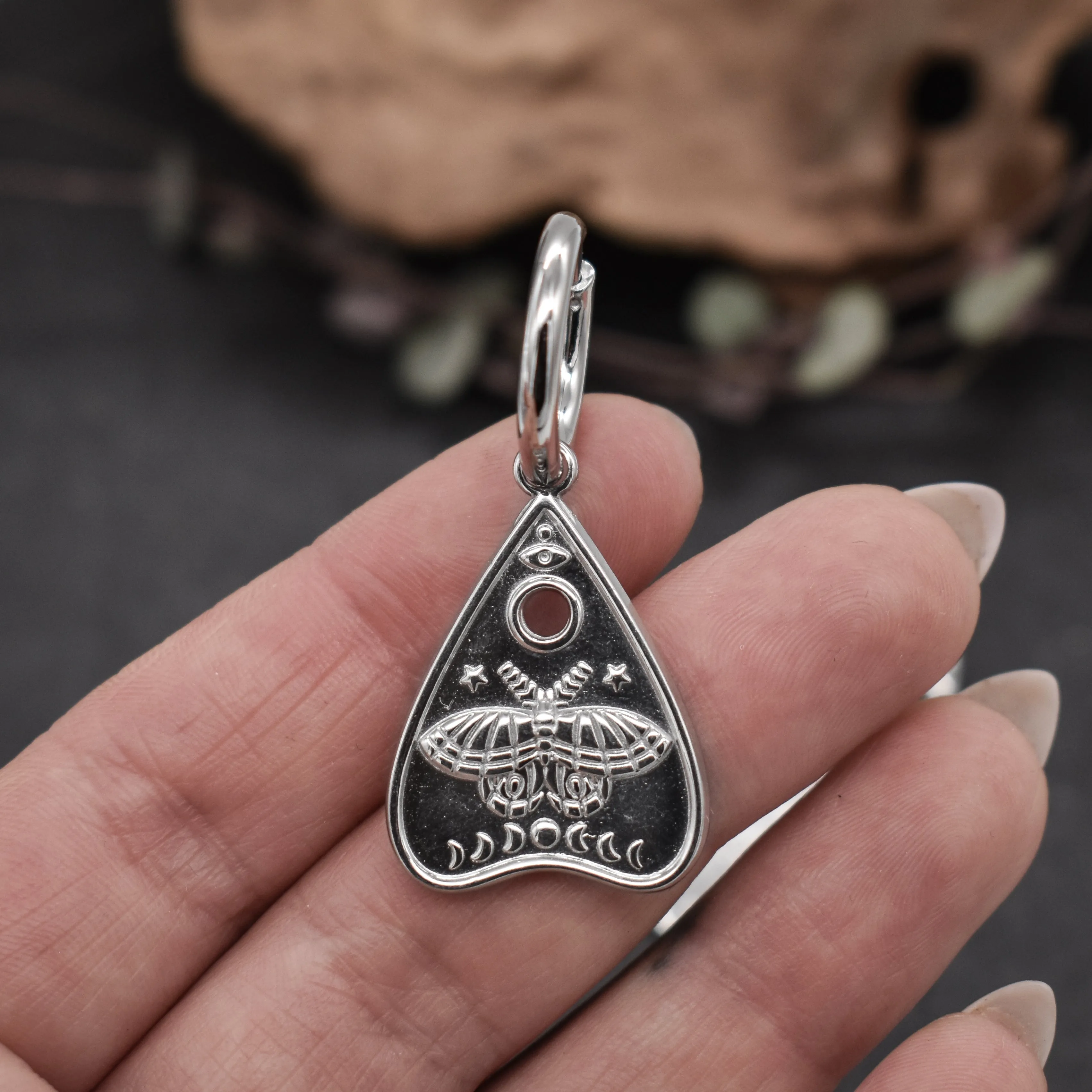 Silver Planchette Huggie Earrings