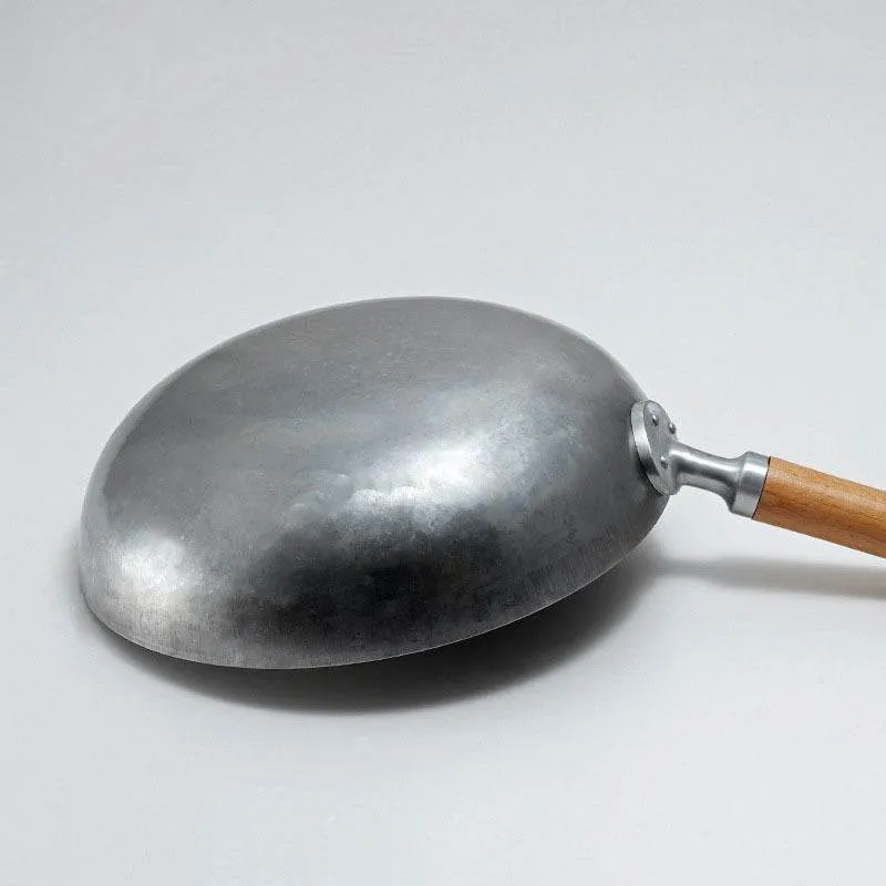 Silver White Handmade Iron Pan Old-fashioned Iron Pan Household Lightweight Carbon Steel Wok Uncoated Non-stick Pan