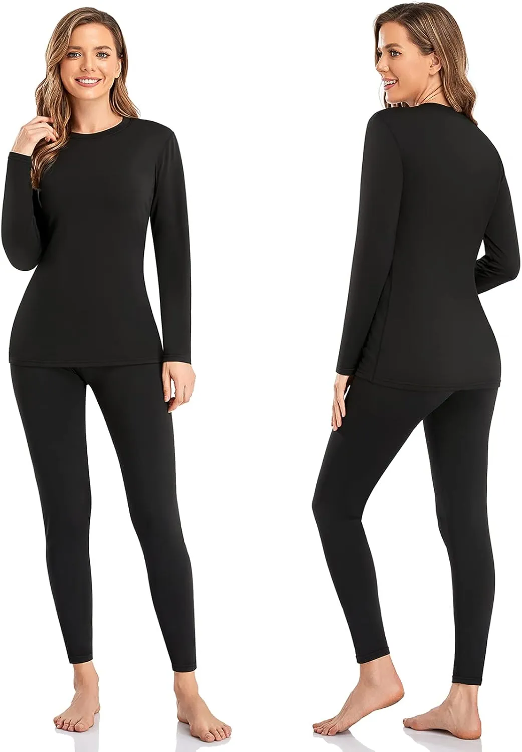 SIMIYA 2 Pack Thermal Underwear for Women Long Johns Winter Warm Fleece Lined Base Layer Set Cold Weather Top and Bottom