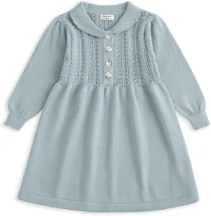 Simplee kids Baby Girls Playwear Dresses Knit Dresses Casual Dresses Long Sleeve Sweater for Little Girls Fall Spring Cotton Solid Color Ribbed