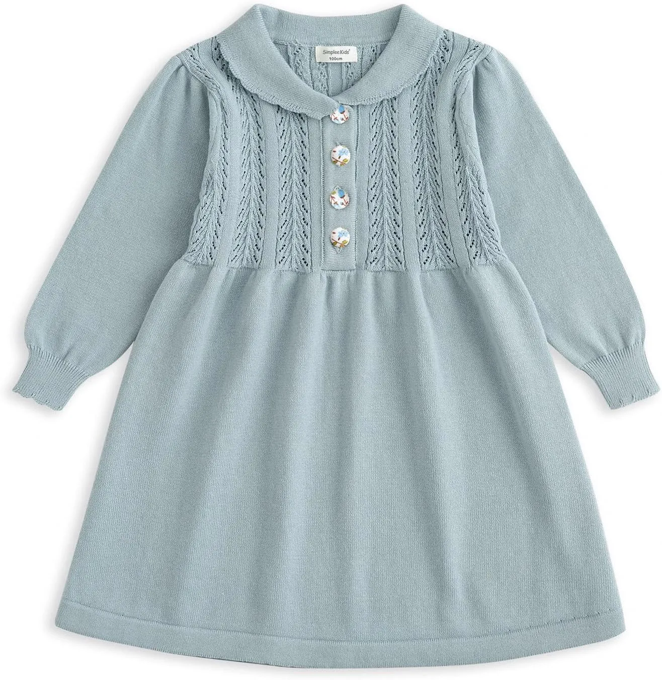 Simplee kids Baby Girls Playwear Dresses Knit Dresses Casual Dresses Long Sleeve Sweater for Little Girls Fall Spring Cotton Solid Color Ribbed