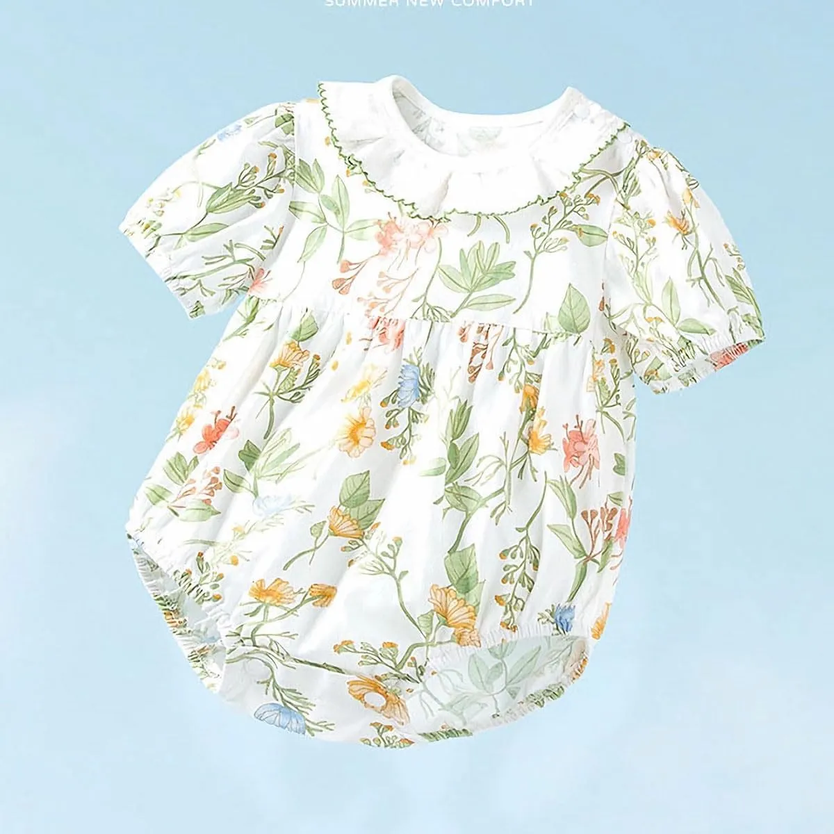 Simplee kids Baby Infant Girls Cotton Short Sleeve Summer Ruffle Romper 3-24 Months