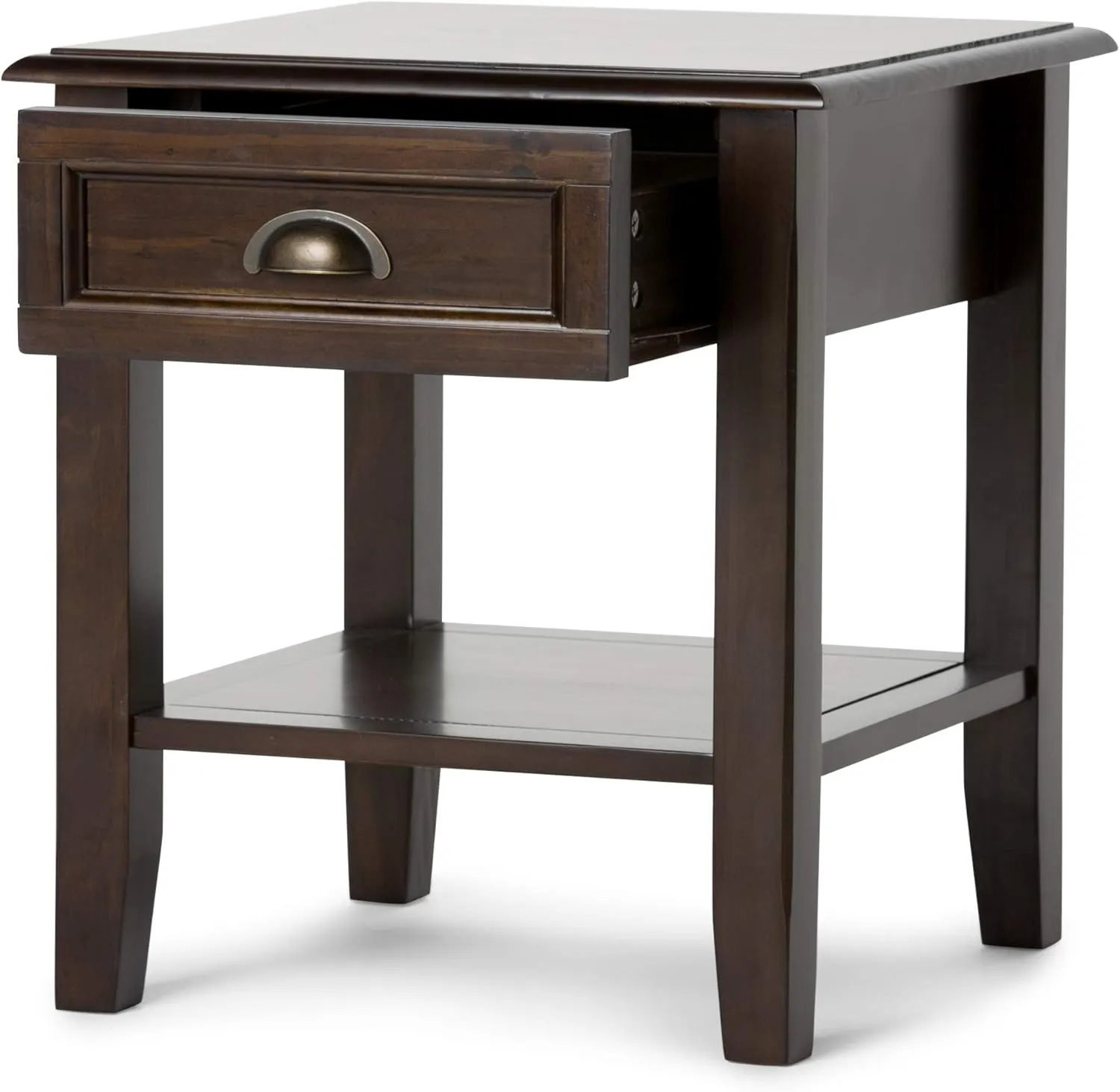 SIMPLIHOME Burlington SOLID WOOD 18 inch Wide Square Transitional End Side Table in Mahogany Brown for the Living Room and Bedroom
